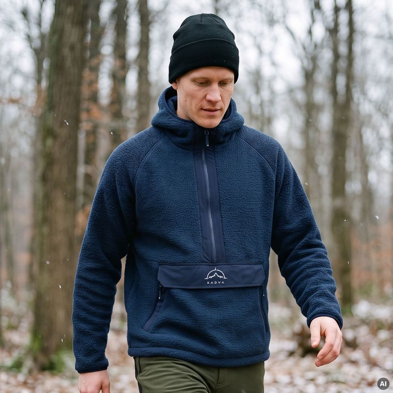 Felpa in pile da uomo KADVA RODIA blu navy 11