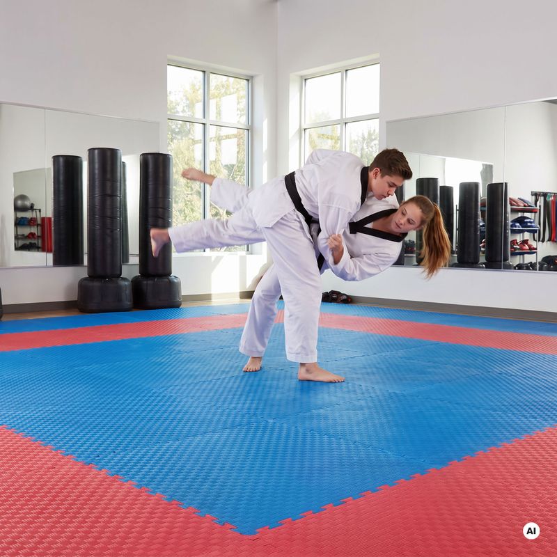 Tatami puzzle HOOK FIGHTING x Jen Yau con certificazione World Taekwondo Federation blue 3