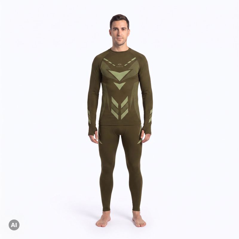 Completo intimo termico da uomo KADVA Alpinestep Thermo SH Light Plus Set Green