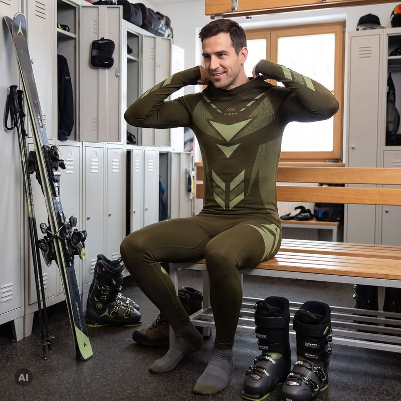 Completo intimo termico da uomo KADVA Alpinestep Thermo SH Light Plus Set Green 4
