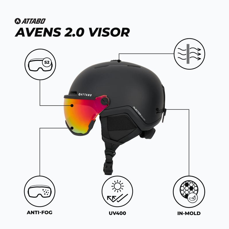 Casco da sci per bambini ATTABO Avens 2.0 Jr Visor nero 2