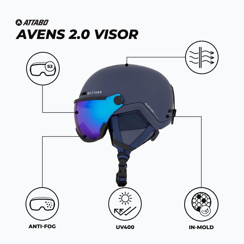 Casco da sci per bambini ATTABO Avens 2.0 Jr Visor dark blue 2