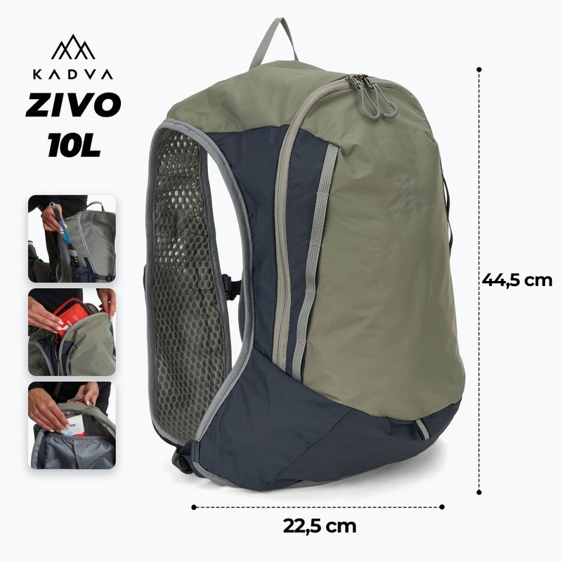 Zaino da trekking KADVA Zivo 10 l grigio 2