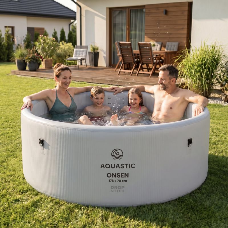 Piscina gonfiabile AQUASTIC ONSEN drop stitch 1200 l 178 cm grigia 3