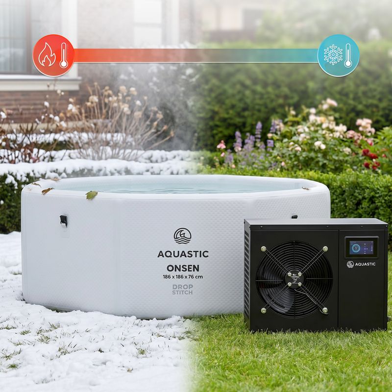 Piscina gonfiabile AQUASTIC ONSEN drop stitch 1400 l 186 cm grigia 15