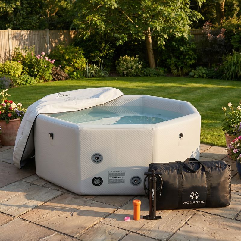 Piscina gonfiabile AQUASTIC ONSEN drop stitch 1400 l 186 cm grigia 19