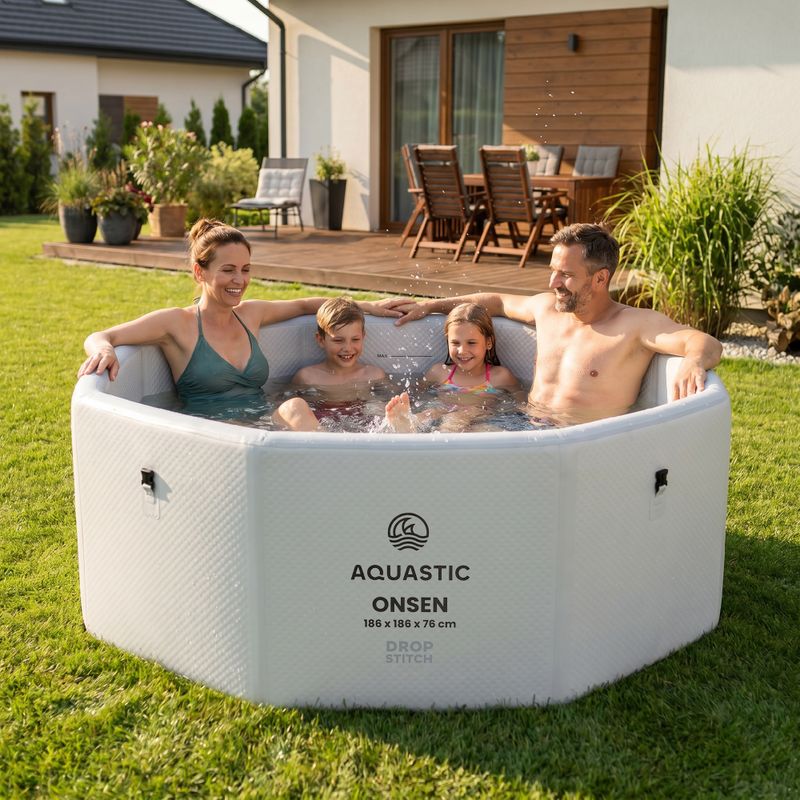 Piscina gonfiabile AQUASTIC ONSEN drop stitch 1400 l 186 cm grigia 18