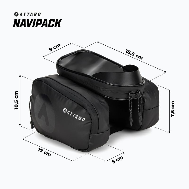 ATTABO NaviPack borsa da telaio per bicicletta nera 9