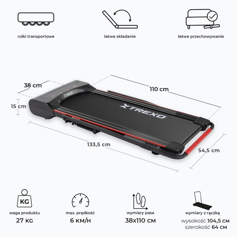 TREXO Walking Pad W150 tapis roulant elettrico nero 2