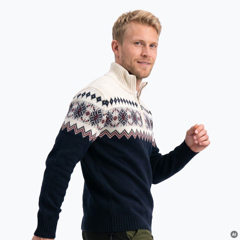Maglione da uomo Woolcano SWT1091 Granatowy/Kremowy 5