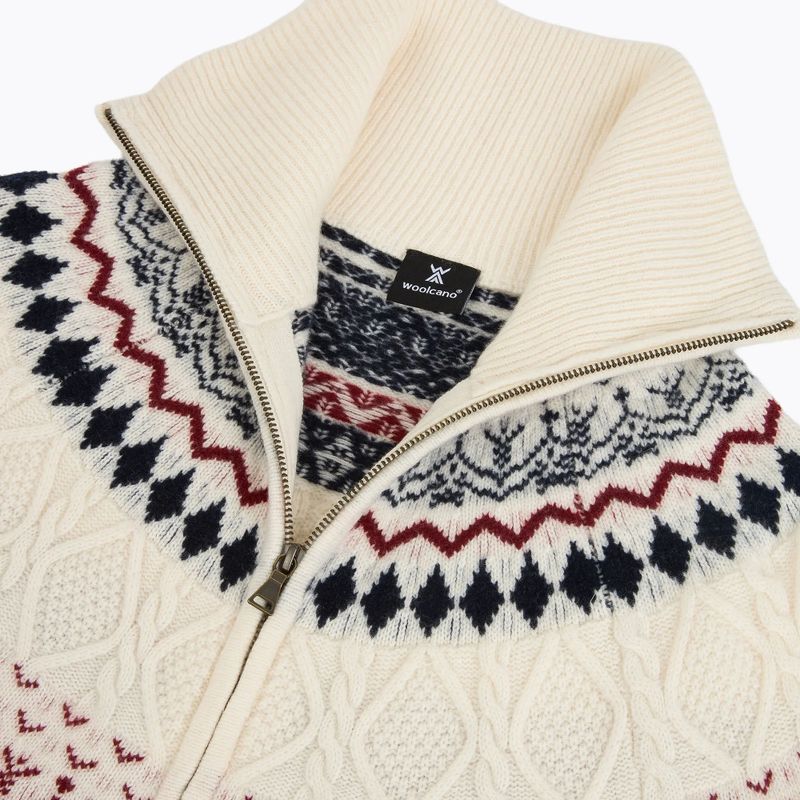 Maglione da donna Woolcano SWT1092 Kremowy/Granatowy 8