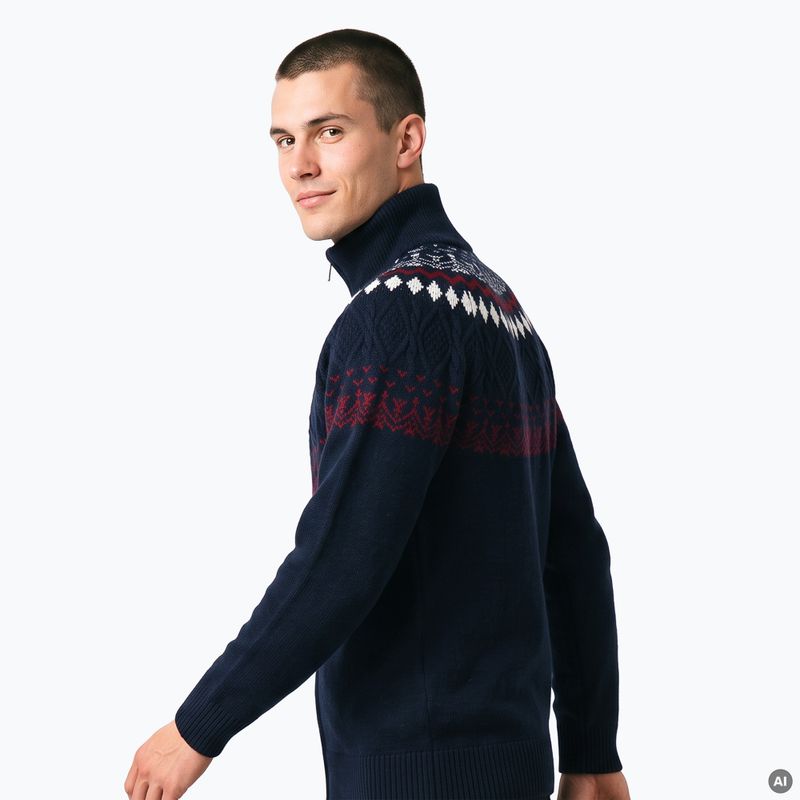 Maglione da uomo Woolcano SWT1093 Granatrowy/Kremowy 5