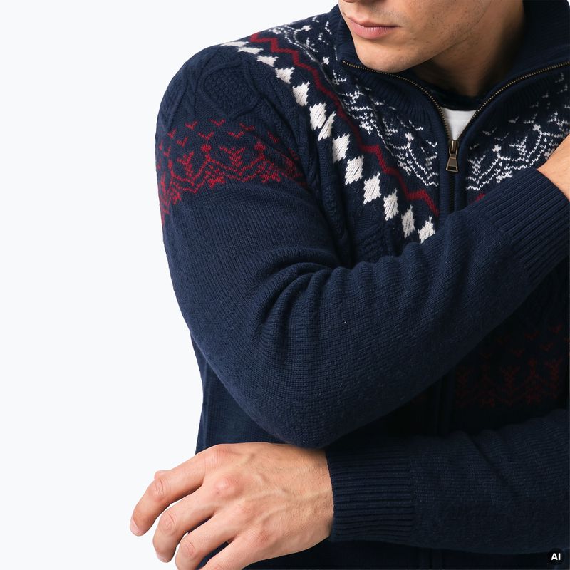 Maglione da uomo Woolcano SWT1093 Granatrowy/Kremowy 7