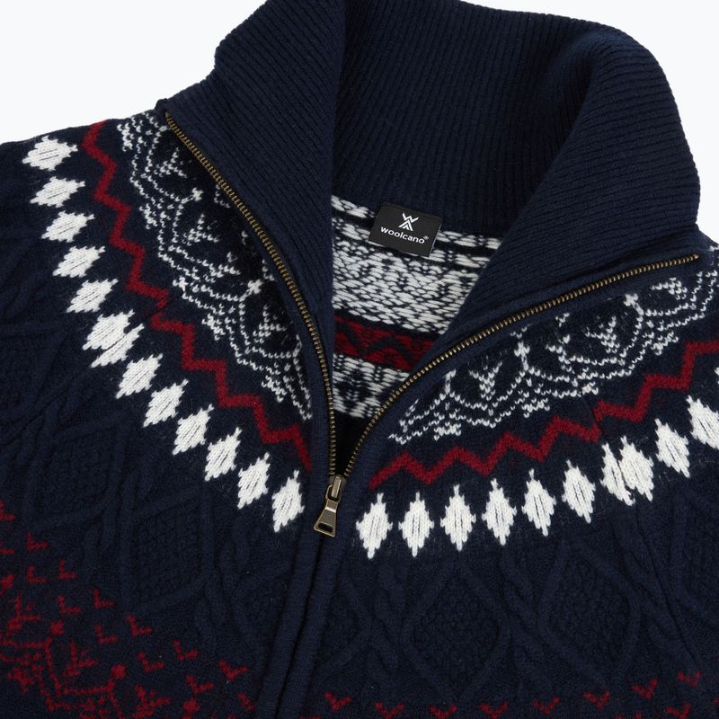 Maglione da uomo Woolcano SWT1093 Granatrowy/Kremowy 3