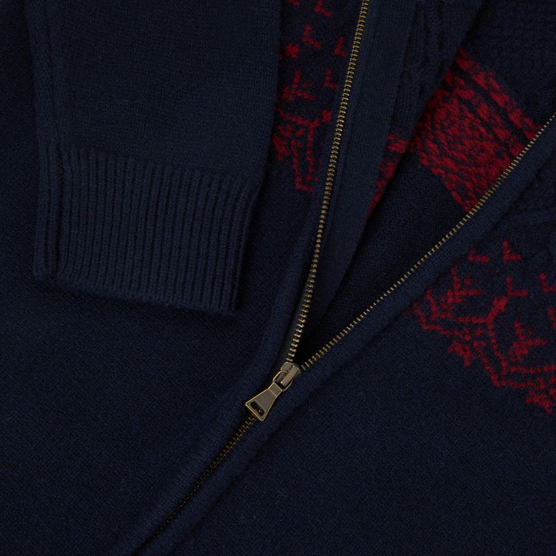 Maglione da uomo Woolcano SWT1093 Granatrowy/Kremowy 4