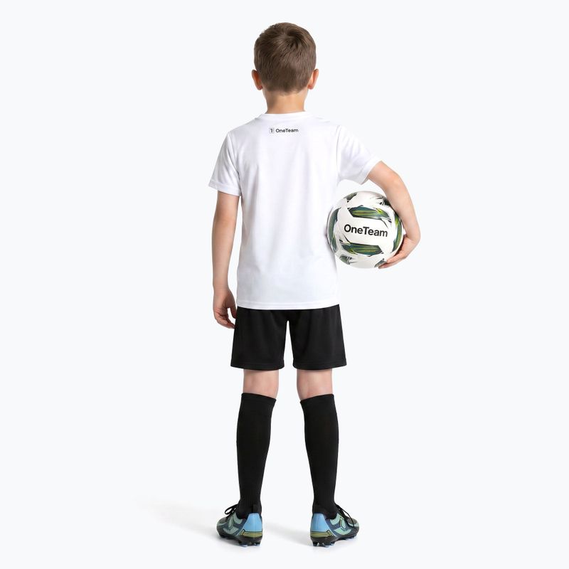 Completo da calcio per bambini OneTeam Precision Set maglia e pantaloncini bianco 3