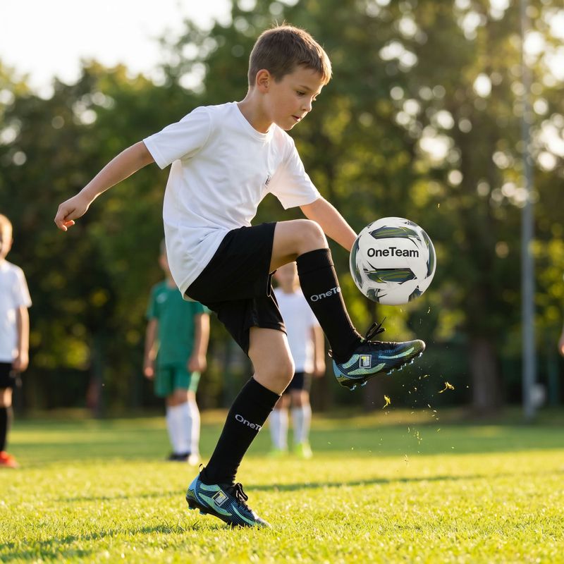 Completo da calcio per bambini OneTeam Precision Set maglia e pantaloncini bianco 13