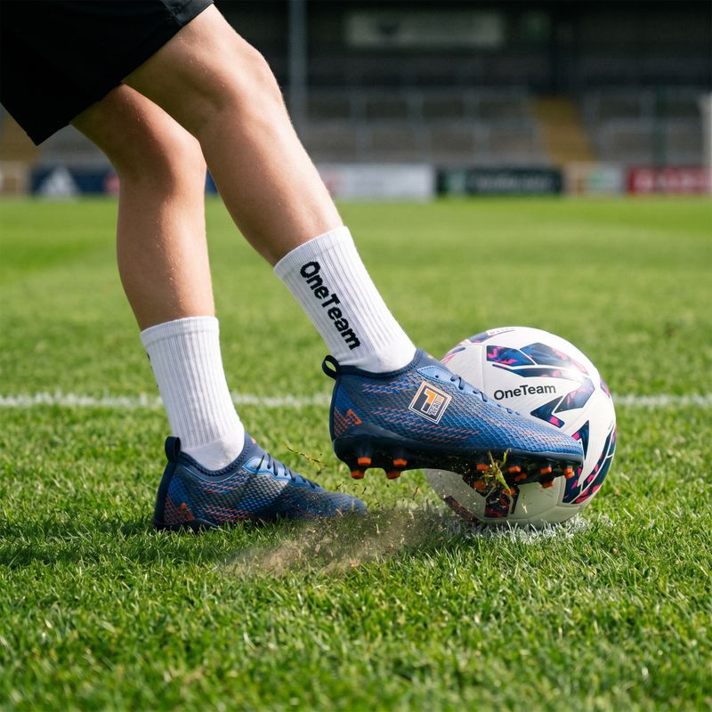 Calzettoni da calcio per bambini OneTeam Precision Grip non-slip 2-pack white 8
