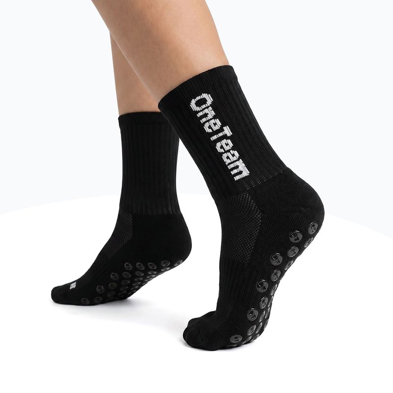 Calzettoni da calcio per bambini OneTeam Precision Grip non-slip 2-pack black 2
