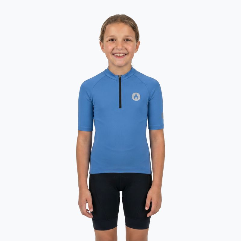 Maglietta da ciclismo per bambini ATTABO TEVRA JR con zip corta blu