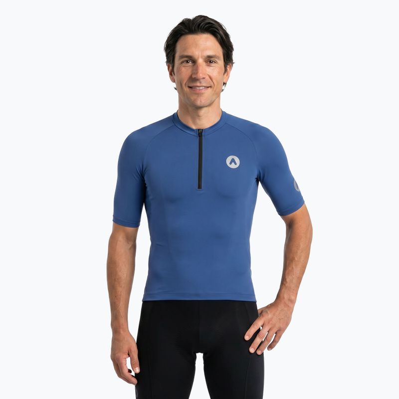 Maglietta da ciclismo uomo ATTABO TEVRA con zip corta blu navy