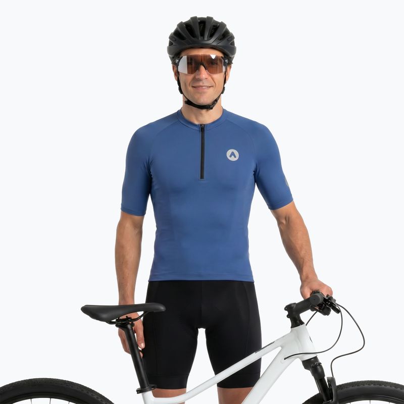 Maglietta da ciclismo uomo ATTABO TEVRA con zip corta blu navy 5