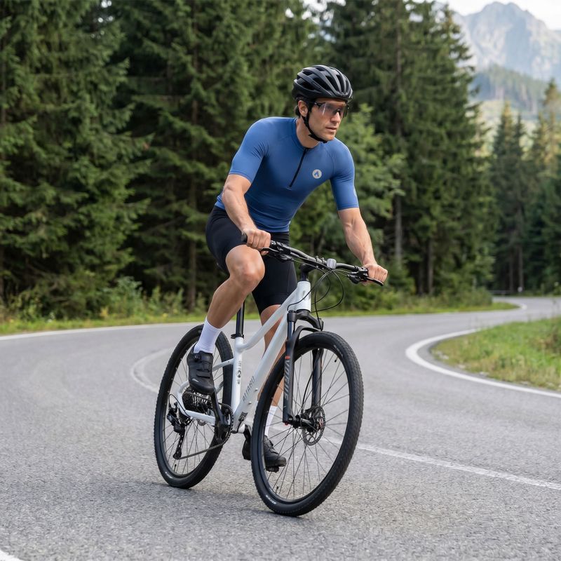 Maglietta da ciclismo uomo ATTABO TEVRA con zip corta blu navy 6