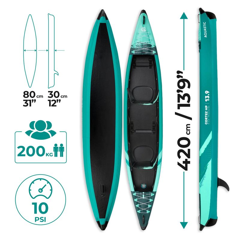 AQUASTIC Cortez 13'9" 420 cm verde kayak gonfiabile ad alta pressione per 2 persone 17