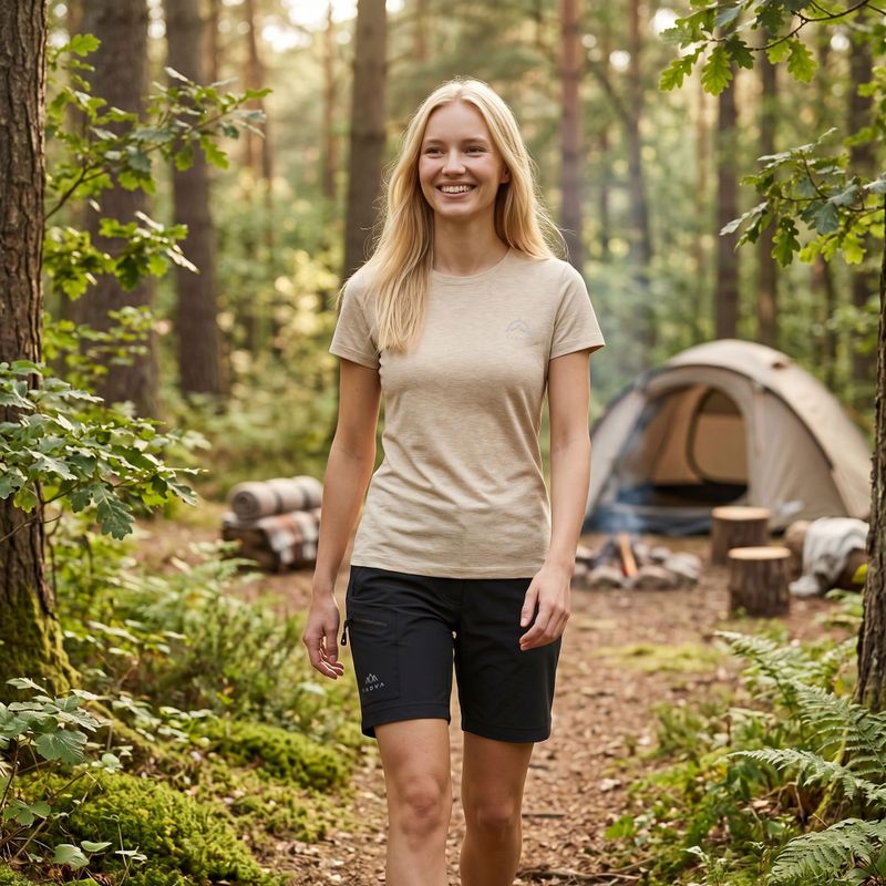 Maglietta da trekking da donna KADVA Merivra merino beige 5