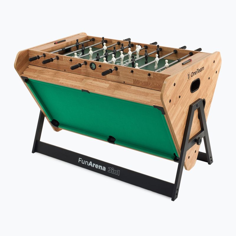 Stół do gry 3w1 OneTeam FunArena piłkarzyki, cymbergaj, bilard drewniany/czarny 2