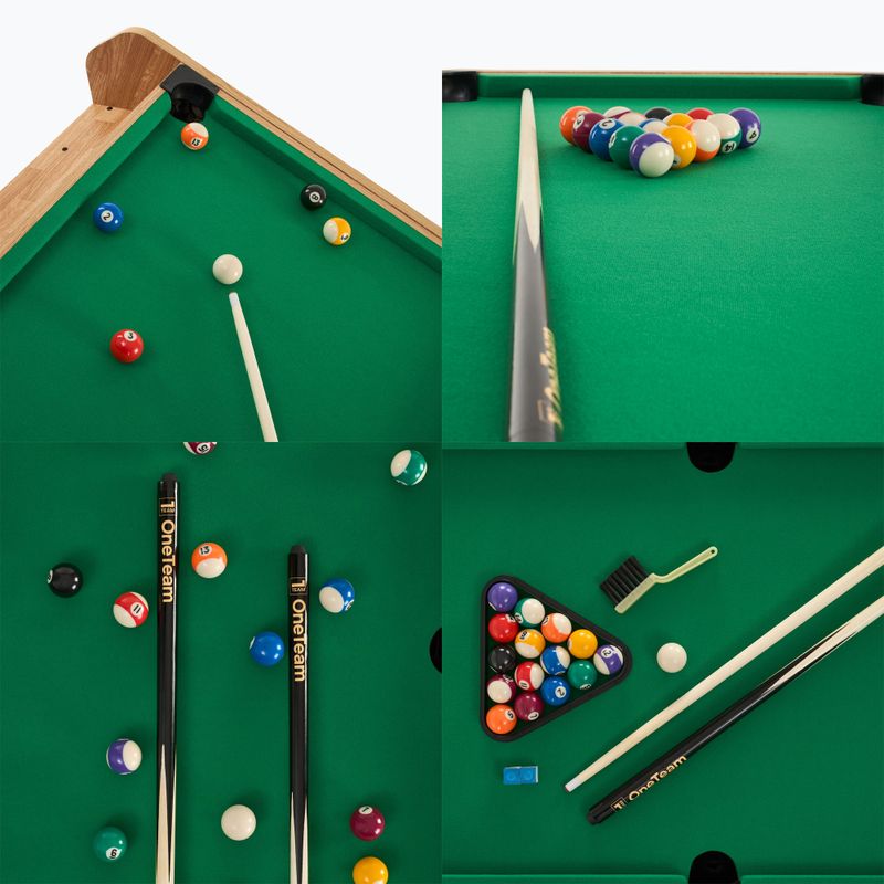 Stół do gry 3w1 OneTeam FunArena piłkarzyki, cymbergaj, bilard drewniany/czarny 23