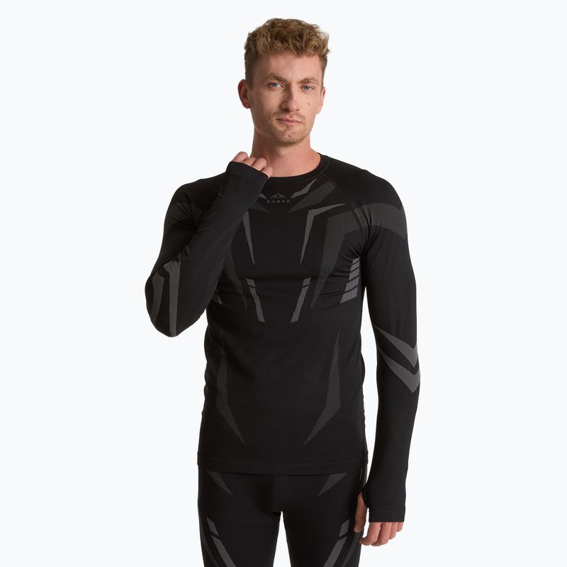 Completo di biancheria intima termica maschile KADVA ALPINESTEP COOLMAX THERMAL PRO DRY senza cuciture nera 3