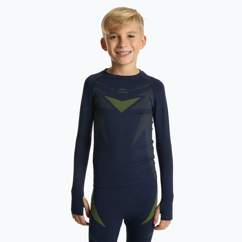 Completo di biancheria intima termica per bambini KADVA ALPINESTEP THERMO LIGHT PLUS senza cuciture blu navy 3