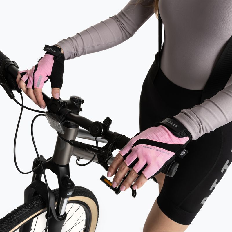 Guanti da ciclismo da donna ATTABO Kinu Pro WMNS sistema di ammortizzazione rosa/nero 5