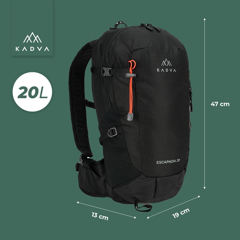 KADVA Escapada 20 l zaino da trekking nero 18