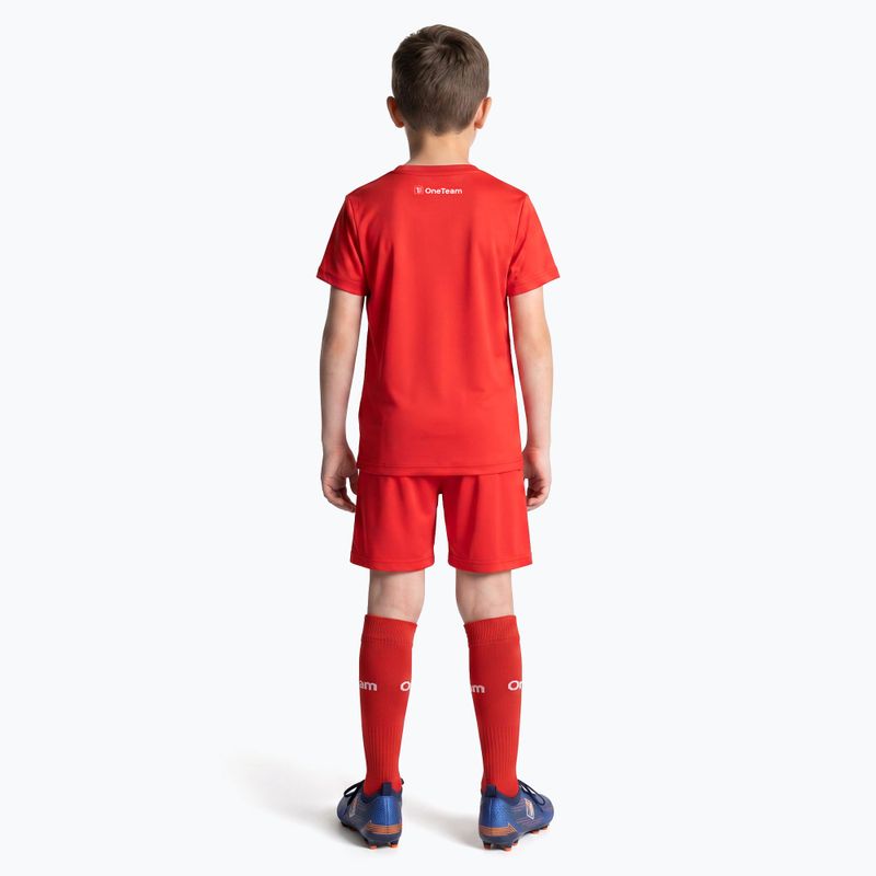 Completo da calcio per bambini OneTeam Precision Set maglia e pantaloncini rosso 3