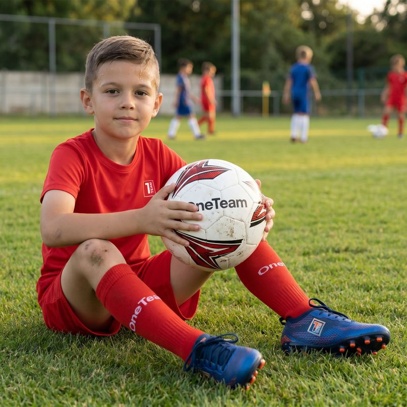 Completo da calcio per bambini OneTeam Precision Set maglia e pantaloncini rosso 15