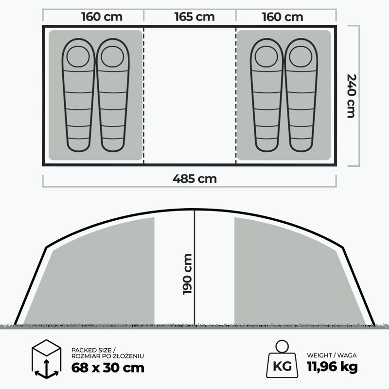 KADVA Kavio 4.2 Tenda da campeggio per 4 persone verde 22