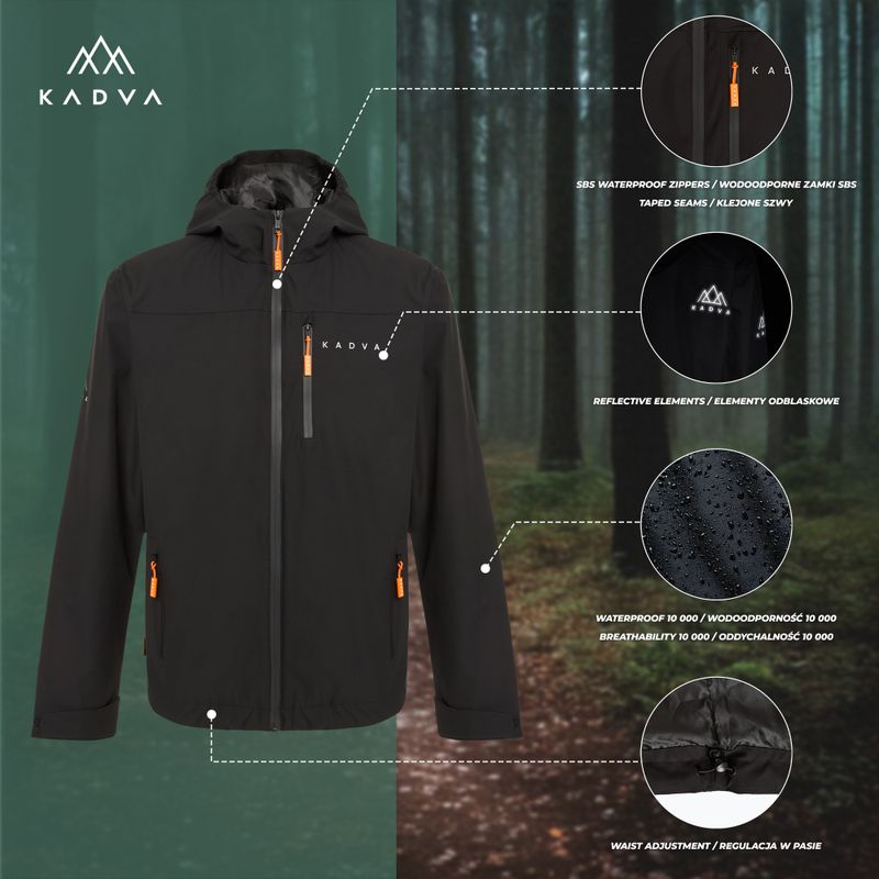 Giacca impermeabile da uomo KADVA Forest nera 22