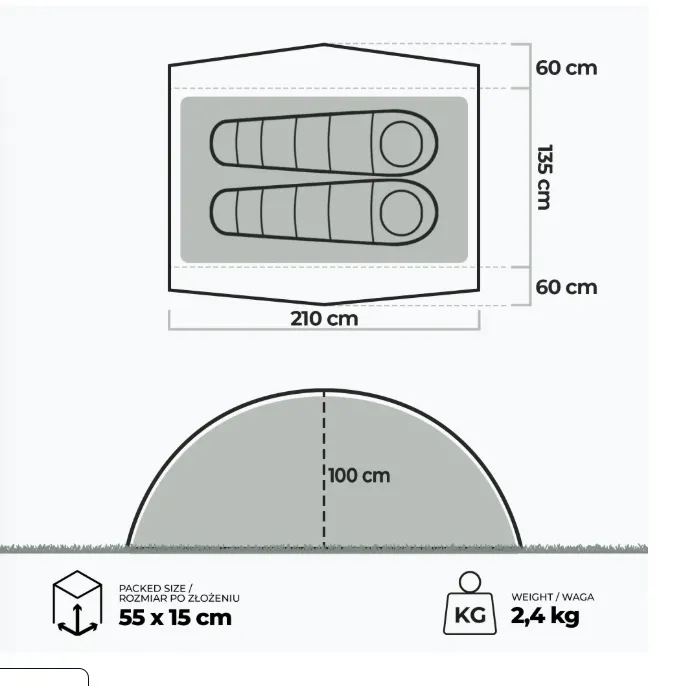 Tenda da trekking ultraleggera per 2 persone KADVA EXPEDIT 2 PRO verde 13