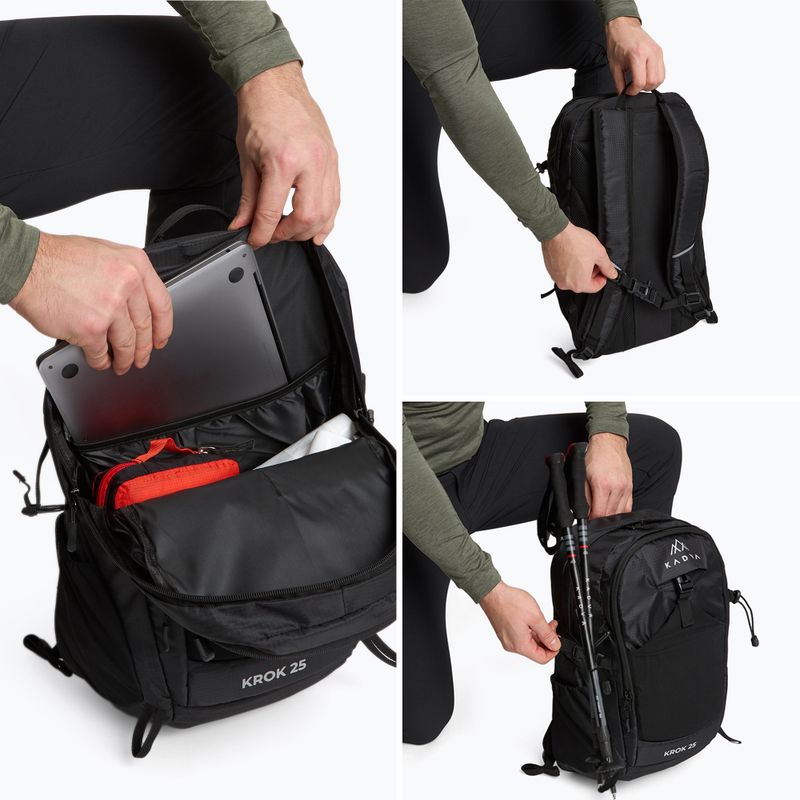 Zaino da trekking KADVA con tasca per laptop 25 l nero 9