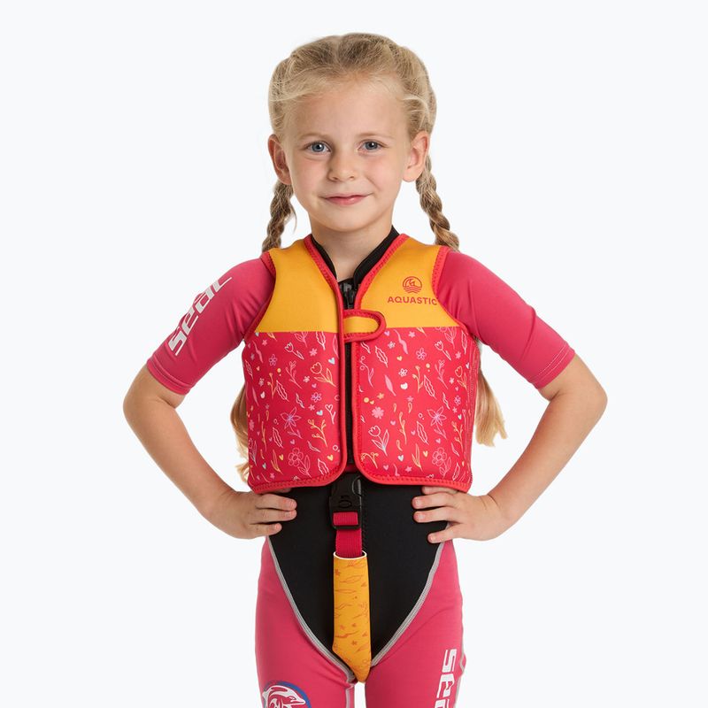 Gilet di galleggiamento per bambini AQUASTIC Junior rosa/giallo 2