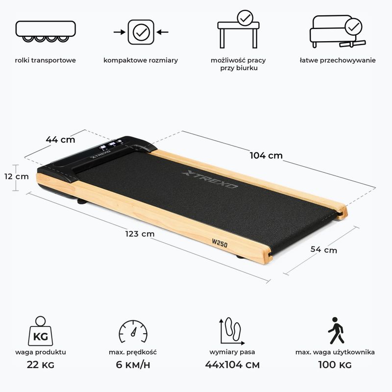 XTREXO TXO-W250 Walking Pad tapis roulant elettrico nero/marrone 3