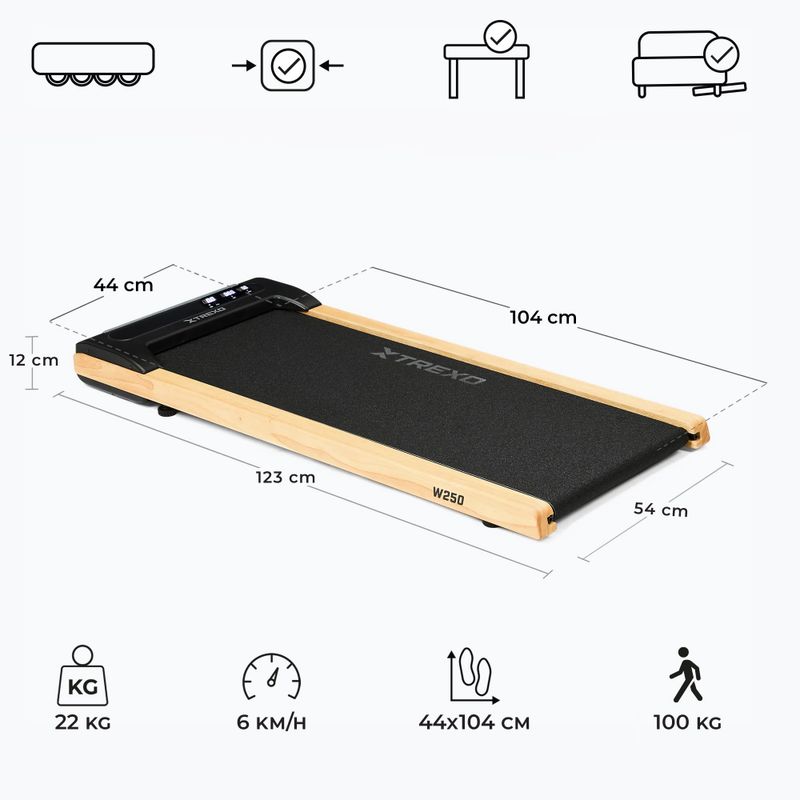 XTREXO TXO-W250 Walking Pad tapis roulant elettrico nero/marrone 3
