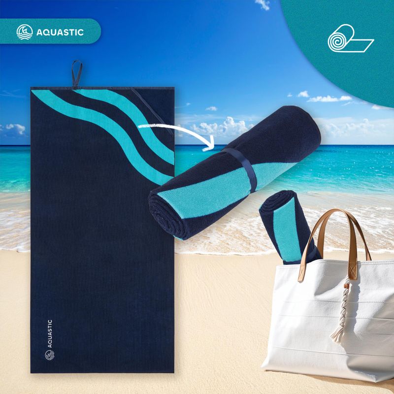 AQUASTIC Asciugamano Wavey blu navy/blu 10
