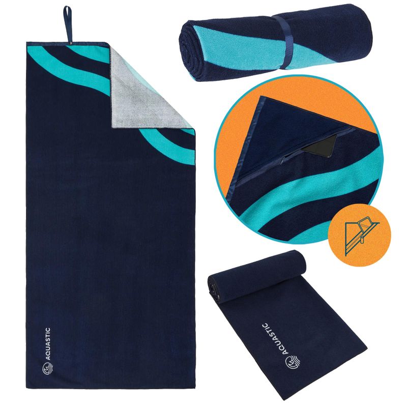 AQUASTIC Asciugamano Wavey blu navy/blu 12
