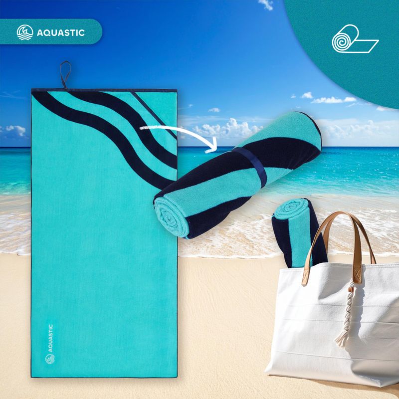 Asciugamano AQUASTIC Wavey blu/verde 10