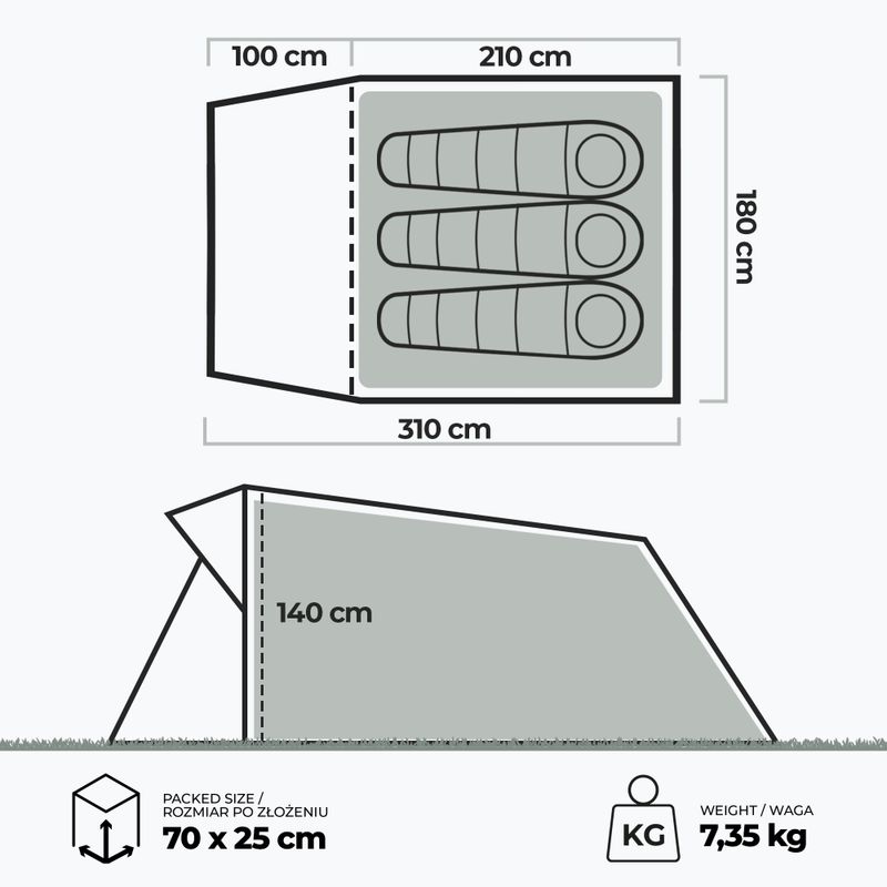 Tenda da campeggio gonfiabile per 3 persone KADVA AIRcamp 3 verde 15