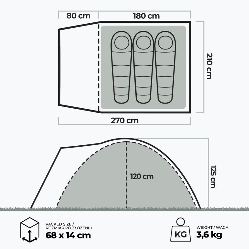 Tenda da campeggio 3 posti KADVA CAMPdome 3 verde 7