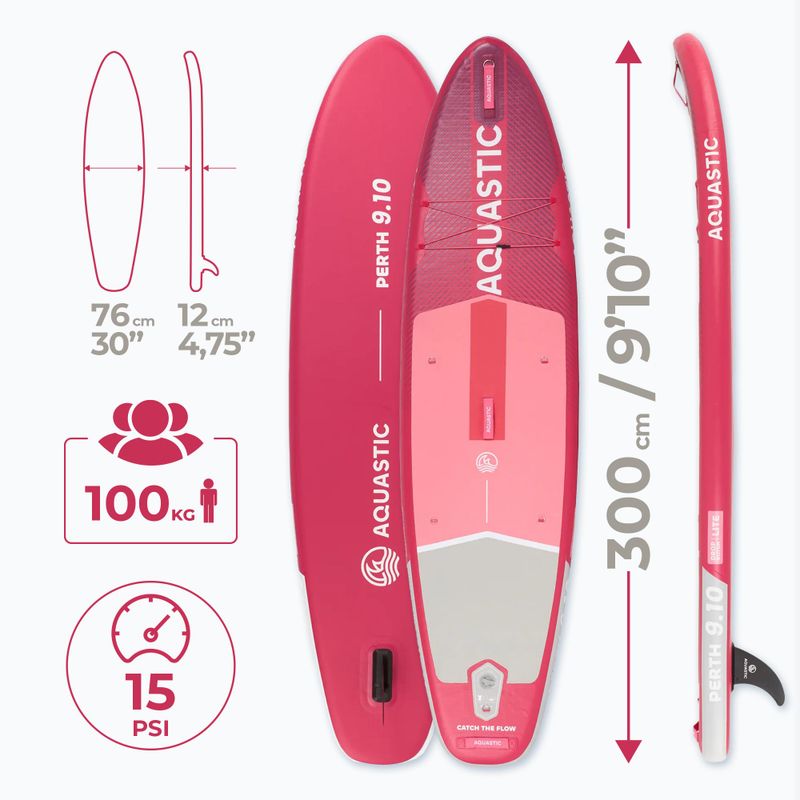 Set tavola SUP gonfiabile AQUASTIC Perth 9'10" pink 24